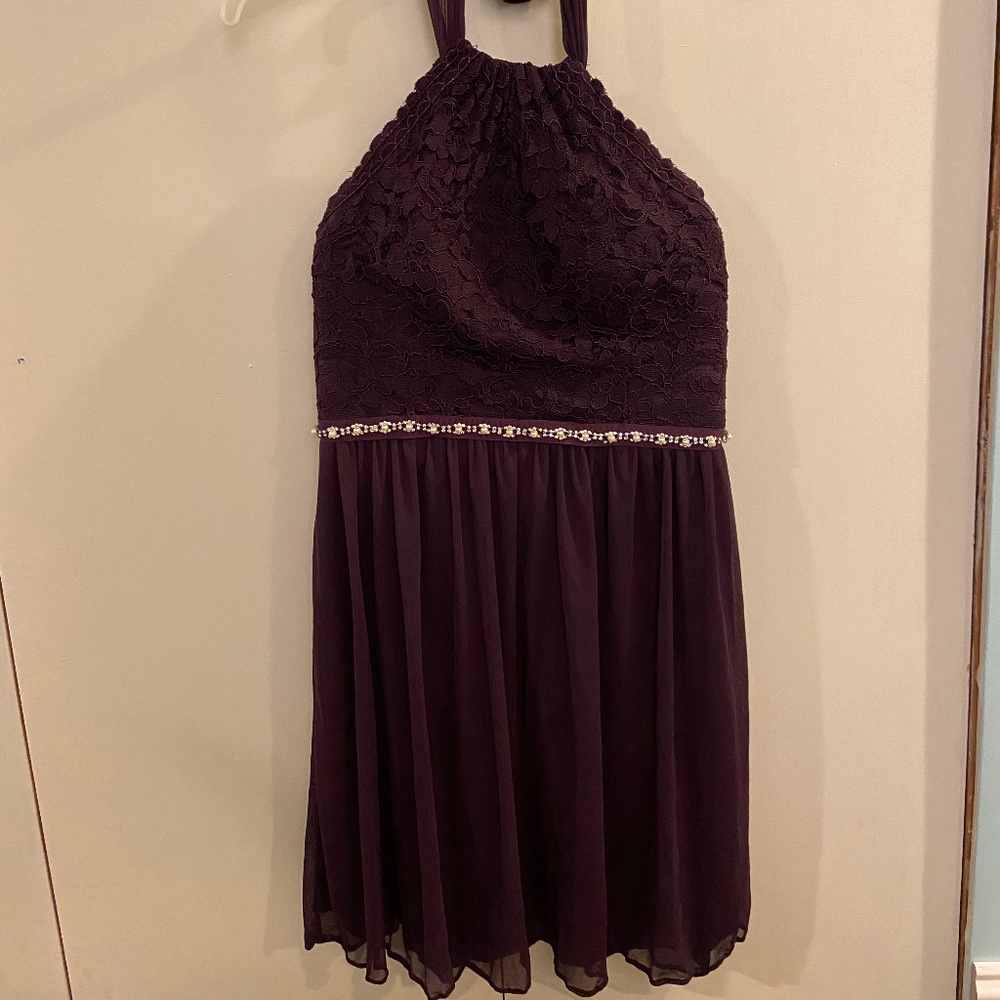 David’s bridal halter dress plum
